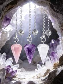 1/3/6/10/20/50pcs Multi-Color Natural Quartz Healing , Used For Spiritual Divination, Cone-Shaped Crystal Quartz Small Size Necklace Jewelry - Multicolor - View 6