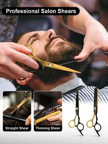 HIENA Professional Hair Cutting Scissors Set, Precise Trimming, Soft Thinning, Hairstyle Shaping And Contour Modification, Designed To Create Salon-Grade Experience, Suitable For Home Use And Professional Hairstylists - Black Gold - View 4
