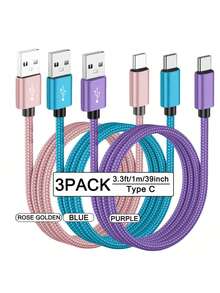 60W 快充 USB Type-C 数据线，尼龙编织，USB-A 转 USB-C 安卓充电线，兼容三星 Galaxy S24 S23 S22 S21 S20 Ultra S20+ Note 20 10 S10 S9 Plus A12 A11 A52、一加、Pixel 6 5 4 4a 3a XL - 彩色 - 查看 46