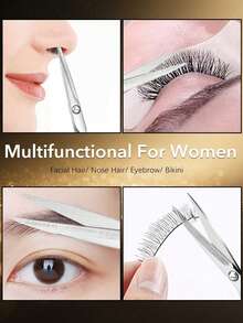 1套不鏽鋼眉毛剪、睫毛與面部毛髮修剪器，多功能美容修容組，平價高 CP 值，適合作為聖誕禮物，化妝工具 - 多款 - 查看 4