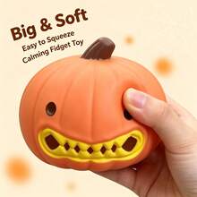 Pelota antiestrés gigante de calabaza de Halloween, juguete sensorial suave y apretable con forma de linterna de calabaza linda, recuerdo para fiesta de Halloween, relleno para bolsa de trucos o , juguete de apretar con la mano para aliviar la ansiedad - Multicolor - Ver 2