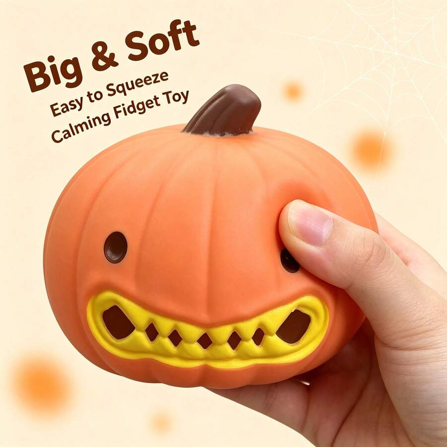 Pelota antiestrés gigante de calabaza de Halloween, juguete sensorial suave y apretable con forma de linterna de calabaza linda, recuerdo para fiesta de Halloween, relleno para bolsa de trucos o , juguete de apretar con la mano para aliviar la ansiedad