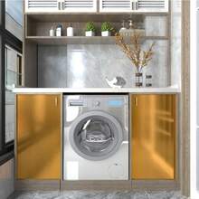1 Roll Of Golden Contact Paper Brushed Metal Appearance Peeling And Pasting Self-Adhesive Waterproof Detachable Vinyl Wallpaper Decor Splash-Proof Board Kitchen Counter Living Room Bedroom Kitchen Cabinet Refrigerator Sticker - Gold - View 10
