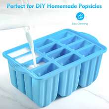 Flexible Silicone Ice Lolly Moulds, Freezer Popsicle Moulds For Making Homemade Ice Bars And Frozen Desserts. - Blue - View 2