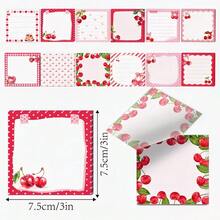 1/4/12 Random Pattern Pink Cherry Square Sticky Notes, Cute Cake Style Fresh Sweet Girly Design, Suitable For Daily Notes, Student Classroom Notes, Office Memo And Scrapbook Decoration, Perfect As Back To School Gift For Best Friends - Multicolor - View 4