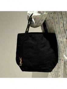 Yves Saint Laurent YSL 黑色帆布包 極簡高端風格 大容量單肩手提包 適合工作、購物、上學與旅行 YSL‑GIFT‑9 - 黑色 - 查看 4