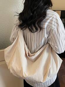 純色休閒尼龍女款後背包，多功能時尚托特包，大容量馬鞍包，通勤女款單肩包，輕便日常使用包，便利旅行包，適合學生、旅行、度假、出差、日常通勤、購物、辦公、約會、戶外活動，生日禮物，節日禮物 - 彩色 - 查看 11