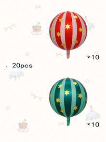 2pcs 22 Inch 4D Striped Star & 3D Round Foil Balloons, Birthday Party Decorations, Suitable For 1st Birthday Party Scene Arrangement - Multicolor - View 8