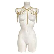 1pc Heart & Thorn Metal Shoulder Chain Accessory, Niche 3D Pendant, Dark Style Nightclub Photo Outfit Chain - Gold - View 6