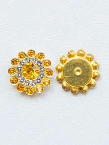 200pcs/Set 13.8mm Rhinestone Beads, Fashionable Gold Rhinestone Decorative Jewelry Making Beads, Suitable For Craft Making, Gold Sunflower, Dual-Color Rhinestone Sunflower, Hand-Sewn Sunflower, DIY Handmade Rhinestone Flowers - 13.8mm Sunflower - View 5