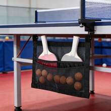 1pc Wall-Mounted Mesh Compartment Storage Bag, Large Capacity Table Tennis Racket And Ball Storage Bag, Indoor Table Tennis Sports Accessories, Hanging Storage Bag - Multicolor - View 9