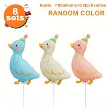 4/8 Sets Colorful Goose Balloons With Sticks, Cute Animal Party Balloons For Kids, Birthday Party Decorations, Family Gatherings, Holiday Celebrations, Animal Theme Parties, Party Supplies And Outdoor Toy Balloons - View 10