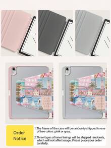 Pink Ocean Pattern Tablet Protective Case - 360 Degree Rotating Stand Cover, Compatible With IPad 9th Gen (2021)/8th Gen (2020)/7th Gen (2019) 10.2 Inch, Compatible With Kindle 11th Gen (2022/2024), Kindle Clara 2E, Clara Colour, Clara BW (6 Inch) And Libra Colour (7 Inch), Cute Girl Style Fashion Design, Suitable For Birthday And Holiday - Multicolor - View 7