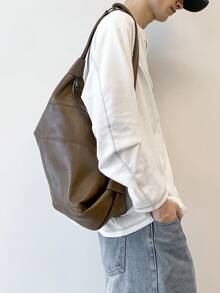 GUANMO Fashion Patchwork Dumpling Bag Casual Men's Crossbody Single Compartment Daily Commute Travel Shopping Unisex Minimalist Clean Version - A - View 5