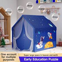 Boys Space‑Themed Hut & Princess Fantasy Tent | Outdoor Picnic Tent | Baby Constant‑Temperature Sleeping Bag | Starry Indoor Playhouse, For Bedtime Play & Home Leisure, Christmas & Halloween Birthday Gifts For Kids|Play Tent - Blue - View 5