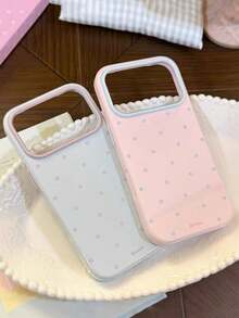 1 Stück minimalistische Handyhülle in Macaron-Farben mit Kontrast-Polka-Dots, kompatibel mit Apple 17 Pro Max, 16, 15, kreative einzigartige süße Anti-Fall-Schutzhülle mit großen Aussparungen für Damen - Sonnenblau - Übersicht 5
