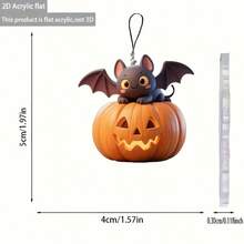 1pc 2D Acrylic Flat Cute Bat Pumpkin Car Rearview Mirror Hanging Ornament/Backpack Charm/Halloween Small Gift/Landscape Decoration Hanging Ornament - Bat Hanging Ornament - View 7