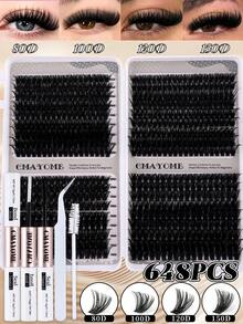 CMAYOME Large Capacity Eyelash Set, 666pcs D Curl Cluster Lashes, 8–16mm, Soft Fluffy Single Cluster Design, Create Natural Voluminous Eyelash Look, Suitable For DIY Eyelash Extensions, Multi-Functional All-In-One Eyelash Set, Customizable Eye Makeup, Cat Eye Lashes, Anime Lashes - Multicolor - View 16