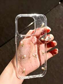 1 Buah Casing Ponsel Resin 3D Motif Tulip, Kompatibel dengan Apple 18 Pro Max/18 Pro/17 Pro Max/16/15/14/13/12/11, Pelindung Transparan Anti Guncangan dengan Glitter, Gaya Segar - Casing ponsel tulip 3D - View 29