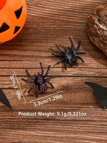 1 Pair Halloween Punk Style Spider Earrings With Purple Glass Gemstone - Spider - View 5