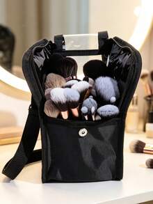 Adjustable Shoulder Strap Makeup Brush Storage Bag, Large Capacity, Professional Makeup Artist Use, Transparent Window, Dust-Proof, Travel Portable (Makeup Brushes Not Included) - Multicolor - View 7