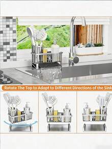 3/1pc Kitchen Drain Rack + 2pcs Metal Dish Cloth Rack/Set, Kitchen Sink Storage Organizer Rack With Drip Tray, Kitchen Storage Organizer, Kitchen Accessories, Home Essentials, Space-Saving, Can Hold Soap, Sponge, Towel, Brush And Other Kitchen Accessories Stainless Steel No-Drill Towel Rack - Multicolor - View 6