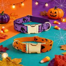 New Zinc Alloy Metal Buckle Halloween Bat Pattern Pet Dog Collar Purple/Orange Dog Collar Pet Supplies, Halloween New Year Holiday Gift - Multicolor - View 2