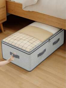 1/2pcs Large Capacity Striped Underbed Storage Bags, Large Opening Design Transparent Flip Cover Clothing Storage Bags, Blanket Bedding And Clothing Storage Boxes, College Dorm Essentials, More Underbed Storage Space, Storage Room Organization And Storage - Multicolor - View 3