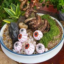 1/6pcs Halloween Realistic Bloodshot Plastic Eyeball Props, Horror Blood-Colored Eyeballs Prank Decor, Escape Room Haunted House Mystery Thriller Scene Decoration Accessories, Halloween Party Tabletop Potted Plant Cake Decoration Scary Props, Dual-Color Iris Realistic Texture Design, Holiday Prank Decoration Realistic Eye Props Set - A - View 2