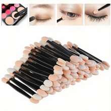 200/100/50/10pcs Eyeshadow Brushes, Dual-Ended Sponge Eye Makeup Applicators For Women And Girls (Black, Nude, White) - Multicolor - View 4