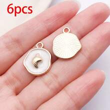6/10pcs Enamel Ocean Charms Starfish Turtle Seashell Heart Alloy Pendants Jewelry Making Findings For DIY Bracelet Necklace Earring Craft Supplies - White - View 16