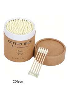 200pcs Swabs Per Box (Multi-Color), Dual-Ended Design,Versatile Use, Portable - Disposable Bamboo Wood Swabs Suitable For Ear/Nose Cleaning, Makeup Removal And Nail Art - Multicolor - View 6