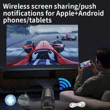 1pc HD Smart Projector, Native 720*480P Resolution, Supports 4K Decoding, Mini Portable Projector, 180° Rotating Adjustment, Internet Connectivity, Compatible With Wireless Connection To Phone/, Indoor/Outdoor Movie Viewing Without Screen - Black - View 5