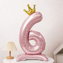 1個 42英吋特大號 4D珍珠粉數字氣球，女孩生日裝飾，1歲生日拍照道具，生日裝飾氣球 - 粉紅色的 - 查看 8