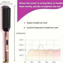 Straightening Comb, Quick Straightening Styling Comb, Electric Hot Comb, 5 Temperature Settings, Fast Heating Straightening Comb, Suitable For Home And Salon - 粉色 - 查看 4