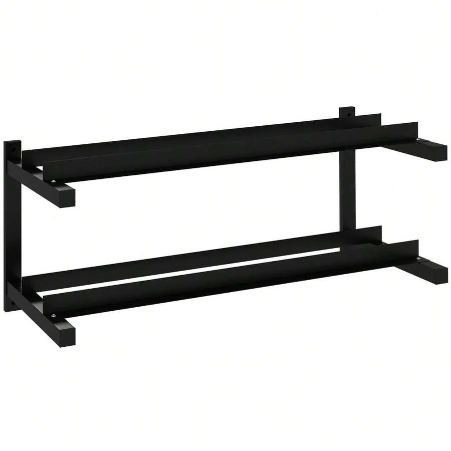 Wall-Mounted Dumbbell Rack, 2-Tier Weight Stand, Space-Saving And Multi-Functional Steel Organiser For Home Gym, Black - T0001-01-12423 - View 1