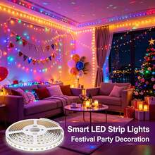 LED Strip Lights, Smart LED Light Strip With 44-Key Remote Control And APP Control, Customizable Size, Adjustable Color Flashing Speed, DIY Mode, Easy Installation, Suitable For Bedroom Decoration, TV Backlight, Ceiling, Party Atmosphere, Gaming Atmosphere - TY-c-44K-b - View 6