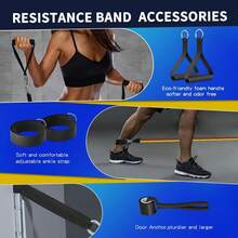 11pcs Upgraded Resistance Band Set With Door Anchor, Handles, Carrying Bag, Leg & Ankle Straps, Suitable For Resistance Training, Body Relaxation, Home Workout - Multicolor - View 3