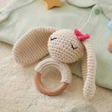 Handmade Crochet Big Ear Rabbit Rattle, Baby Rattle Toy, Attracts Baby's Attention, Infant Parent-Child Interaction Toy, Built-In Bell, 3D Cute, Rich Details, Newborn Commemorative Gift, Easter Gift, Halloween Gift - Multicolor - View 1