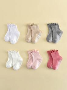6 Pairs Baby Socks With Ruffle Edge, Anti-Slip Low-Cut Ankle Socks For Girls, Cute Toddler Socks With Grip - Multicolor - View 15