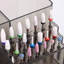 1pc Nail Drill & Drill Bit Holder, 28-Slot Transparent Plastic Desktop Storage Rack, Skincare Product Organizer, Small Tool Storage, Professional Nail Tool Organizer Box (ABS) - Multicolor - View 6