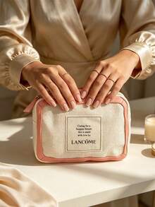 Lancôme Stain-Resistant Lining PU Makeup Bag With Metal Zipper Head, Daily Commute, Date, Vacation Cosmetic Gift Box LANCOME-GIFT-23 - White - View 4
