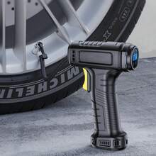 Portable Tire Inflator Tool, Handheld Air Pump With Nozzle Kit, Suitable For Car, Bicycle, Motorcycle Tire Inflation And Outdoor Use. - Wired - View 2