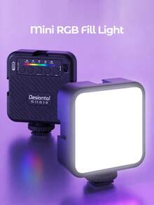 便攜式補光燈，內置電池 RGB LED 攝影燈，3000K-6500K 可調色溫迷你攝影燈，適用於自拍、直播、Vlog、化妝、旅行和內容創作，適合青少年和成人的創意禮物 - 查看 2