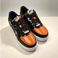 A BATHING APE Bape Casual Sneakers, Colorblock Star Pattern Glossy Leisure Shoes - Orange Shark - View 8