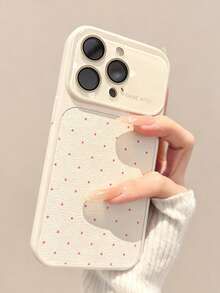 1pc Instant Large Window Phone Case Compatible With Iphone 17 Pro, Apple 16 Pro, Polka Dot 15 Pro/14 Pro - White - View 1