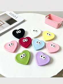 Stiker Ponsel Silikon Warna-warni Macaron Lucu 3D Mata Besar dan Hati, Gaya Gadis Lembut untuk Desktop, Aksesori Dekorasi Ponsel Portabel Kartun Serbaguna - MultiWarna - View 1