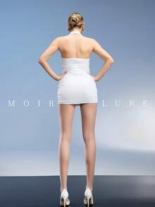 MOIRÉALLURE 1pc Solid Color Suitable For Daily Life Basic Tights - White - View 4