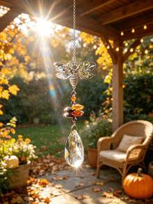 1 Peça Ornamento Pendurado Captador de Sol Anjo Oco & Abelhinha, Pingente de Janela com Contas Coloridas em Formato de Gota d'Água, Estilo Luxuoso, Decoração para Janela do Quarto, Parapeito, Jardim e Varanda, Presente de Atmosfera de Bênção para Carro, Decoração de Jardim Externo, Ferramenta de Jardinagem, Decoração Doméstica, Armadilha de Cristal - Abelha Anjo - Visão 7