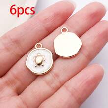 6/10pcs Enamel Ocean Charms Starfish Turtle Seashell Heart Alloy Pendants Jewelry Making Findings For DIY Bracelet Necklace Earring Craft Supplies - White - View 19